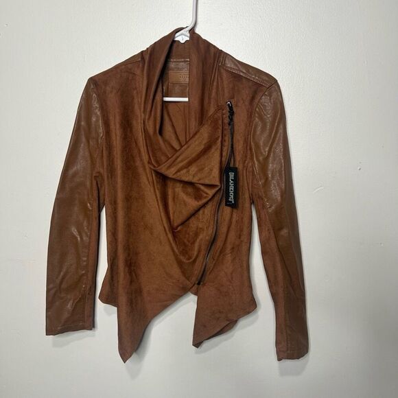 Blank NYC Brown Faux Leather Soft Stretchy Jacket NWT! Sz Small - Picture 1 of 11